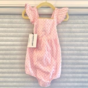Sammy + Nat Pink Swiss Dot Bubble Romper – 12–18 Months – NWT